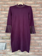 Calvin Klein sweater dress size Medium purple w/Gold Stud Trim bell sleeve