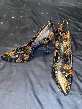 Nine West Garisono Black With Florals Pumps Size 7 1/2 M Women’s Heels