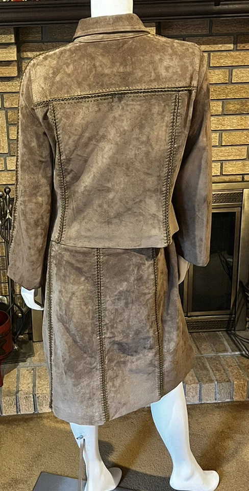 Костюм Lord & Taylor Id/entity коричневая замшевая юбка комплект из 2 предметов вязание крючком деталь размер 12 - Изображение 4 из 4