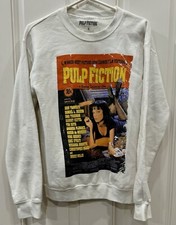 Vtg Pulp Fiction White Sweatshirt Sz S Quentin Tarantino Film Movie Y2K Fiction
