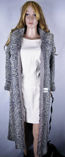 Kärner Mohair Tweed Blue Coat Mantel Multi Color Look Angora Cashmere Silk Sz S - Afbeelding 1 van 12