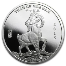 😃2015 1/2 oz Silver Round Year Of The Ram BU STILL SEALED