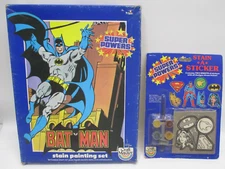 1984 Lot SUPER-POWERS Craft Master STAIN PAINTING SET Batman Wonder Woman CM3525