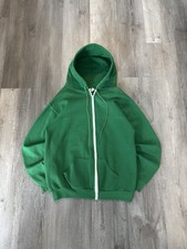 Vintage 1970s RUSSELL ATHLETIC BLANK HOODED SWEATSHIRT 70s Hoodie Green Medium