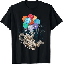 Astronaut And Planets - Planets Galaxy Star Space T-Shirt
