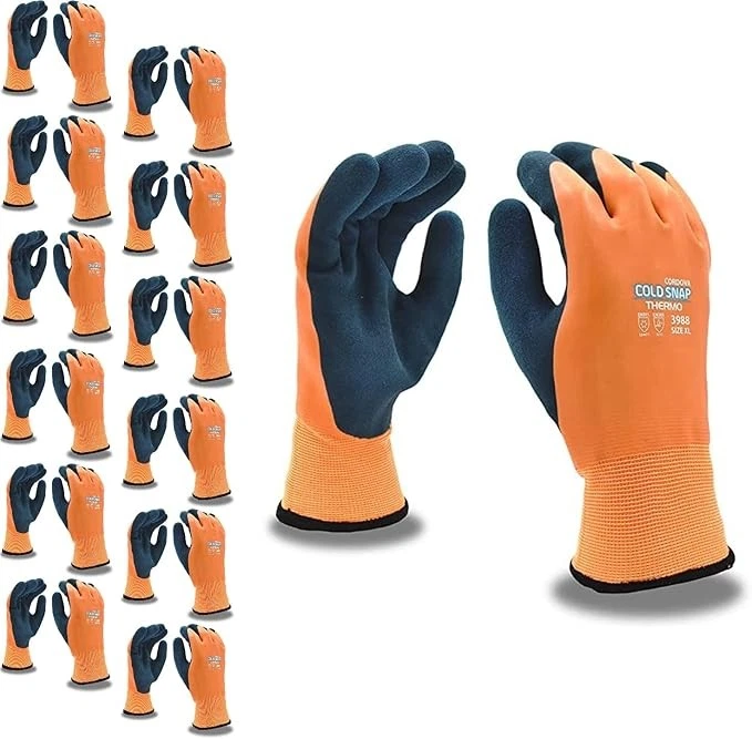 SAFETY, CROWD CONTROL, ROPE Cordova 3988 Thermal Latex Gloves, Extra Gripping Power, Protection from Cold We