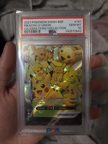 2021 POKEMON SWSH BLACK STAR PROMO 141 PIKACHU V-UNION CELEBRATIO PSA 10