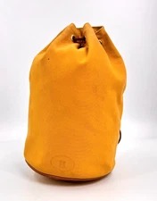 Auth HERMES Yellow Canvas Drawstring Backpack Polochon Mimile PM RG476