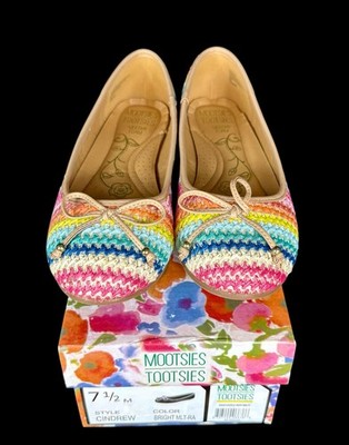 Mootsies Tootsies Women s Ballet Multi Color Woven Flat Shoes size 7.5 With Box