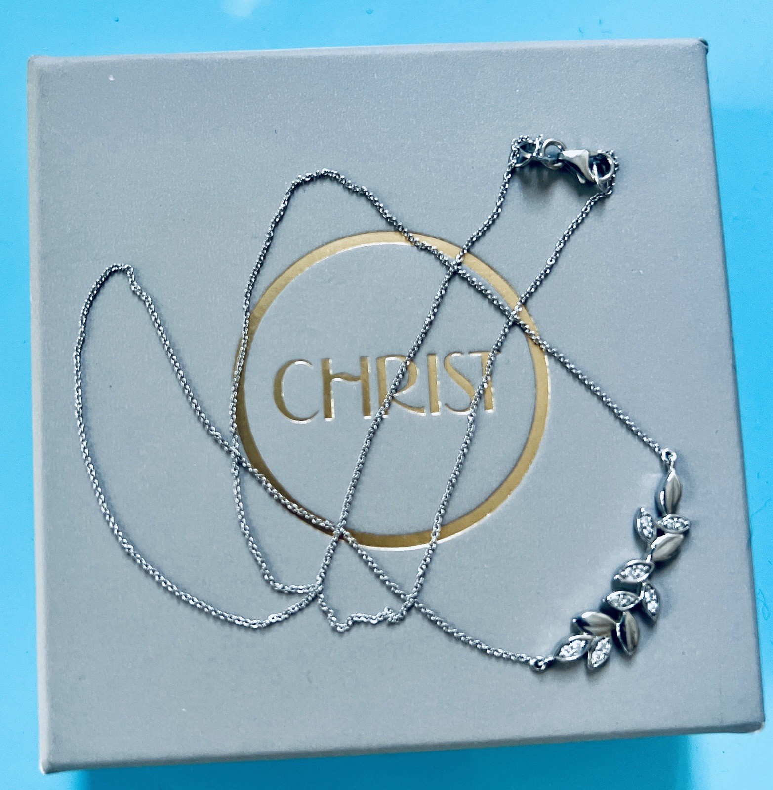 Christ Kette Weissgold 585 Diamanten 0,09 Karat NEU