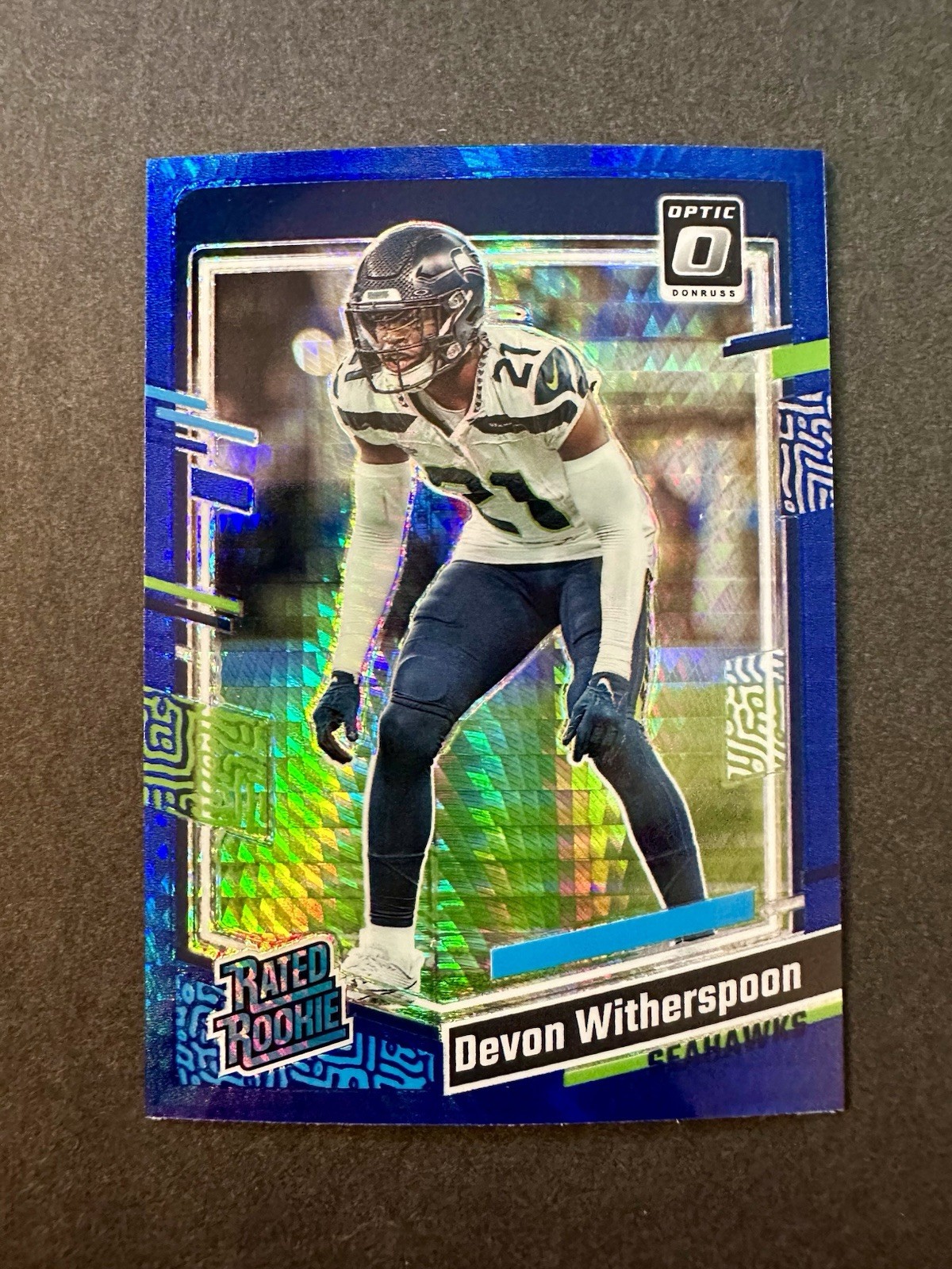 Devon Witherspoon 2023 Donruss Optic Blue Hyper Rated Rookie RC #292 Seahawks