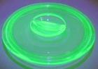 Vintage Hazel Atlas Glass Lid for Refrigerator Dish Green Depression Uranium