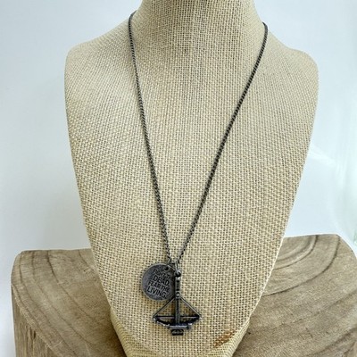 Walking Dead Inspired Necklace Crossbow & Fight the Dead, Fear the Living