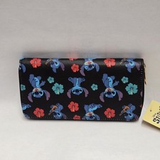 Disney stitch unisex hibiscus all over print full zip wallet - faux leather