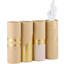 Car Tissue Holder with 3-ply Facial Tissues Bulk - 4 PK Gold Foil Cylinder, f...