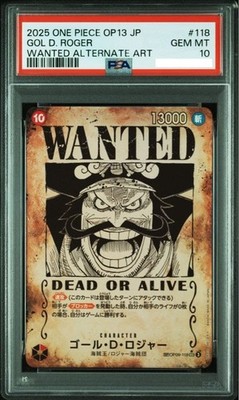 PSA 10 ONE PIECE OP09 JP ゴールドD・ロジャー #118 PSA 10 Roger OP09-118 SP Alt Art SEC Wanted Carrying on His Will