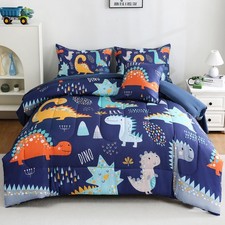 6 Pcs Bed in A Bag Full Comforter Set for Boys Girls, Dinosaur Comforter, Din...