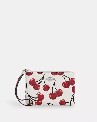 Coach Corner Zip Wristlet With Cherry Print for sale online