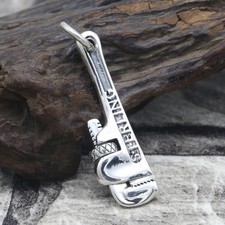 Interesting Heavy Sterling Silver Wrench Pendant Solid 17g Biker Tool Charm Mens