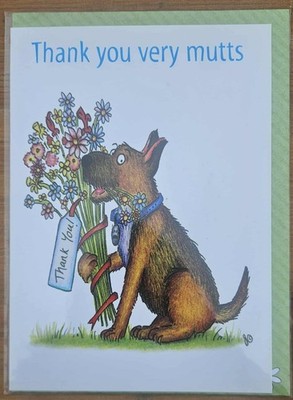 Komposthaufen Grußkarte Danke sehr mutiert viel Blumen Hund humorvoll lustig