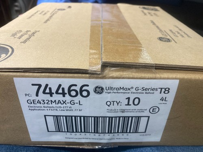#ad 1 GE 74466 GE432MAX G L 4 Lamp Fluorescent Ballast T8 120 277V NOS $8.00