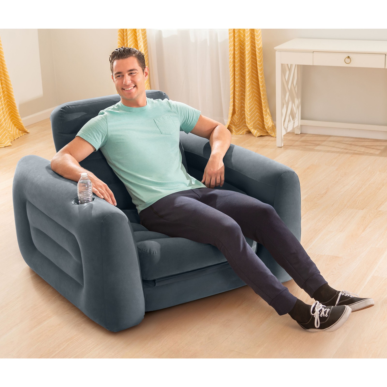 Intex Inflatable Pull Out Sofa Chair Sleeper w/ Twin Sized Air Mattress (3 Pack)