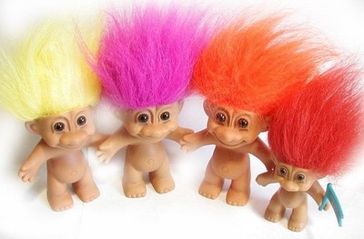 4 NAKED RUSS TROLLS  5'' & 3'' LOVE YOUR BUNS Message Old Stock Missing Stickers