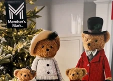 Member's Mark Plush Bear Family Set of 4 Indoor Christmas Decor FastSHIP In Hand