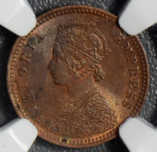 British India 1894 C 1/12 Anna NGC MS63RB calcutta mint NG0400 combine shipping