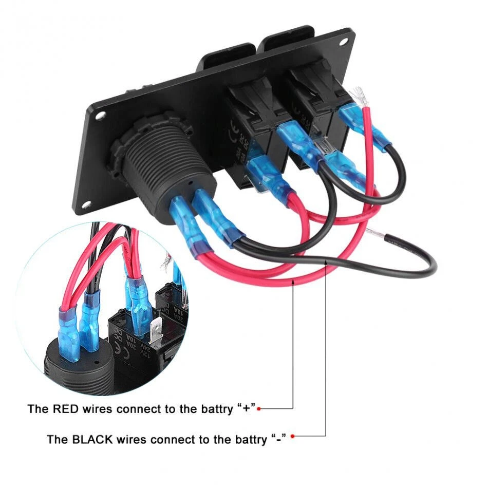 Multifunction Blue LED Dual USB Port Car Marine Rocker Switch Panel Breaker 3Pin Foto 2 de 4