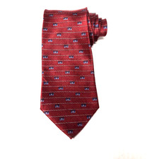 Barrington Men's Red Small Stripe Geometric 100 Silk Tie 60  -3 3/4" Made in USA