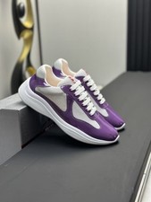 Prada Americas Cup Men's Purple Low-top Fashion Casual Sports Shoes 🔥