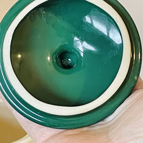 Poubelle de Table - Table Trash Pot - Vintage French Ceramic cream and green - Picture 7 of 10