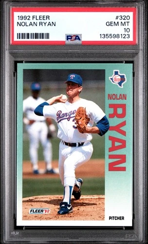 PSA 10 GEM MINT 1992 FLEER NOLAN RYAN #320 RANGERS 98123 B300