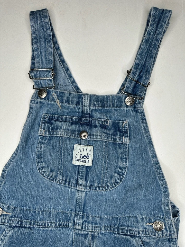 Mono remachado vintage Lee denim carpintero babero jean juvenil mediano (29 x 25) Foto 4 de 4