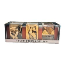 Wooden Puzzles Family Game Gift Eco-Friendly Handcrafted New Set of 3