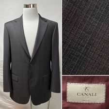 Canali Men  s EU 56 / US 46 Long Deep Burgundy Wool Blazer Jacket