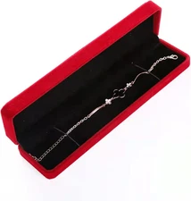 Red Velvet Jewelry Gift Box for Necklace Bracelet Chain Display Storage Case