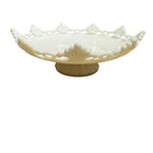 Vintage Westmoreland White Milk Glass Ring & Petal Footed Cupped Center Bowl 10”