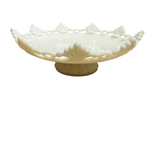 Vintage Westmoreland White Milk Glass Ring & Petal Footed Cupped Center Bowl 10”