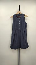 Quince Women 100% Organic Cotton Gauze Sleeveless Swing Dress Indigo S