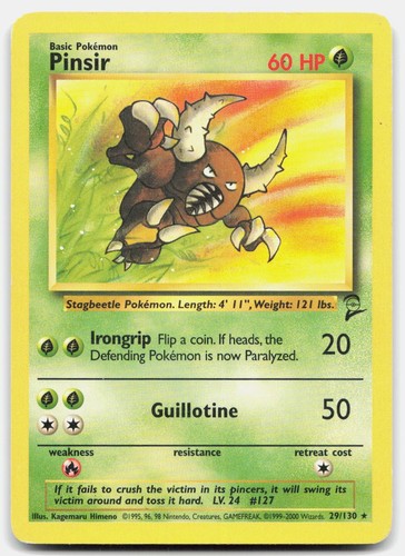 Pinsir 29/130 Rare Base Set 2 Pokemon Moderately Played