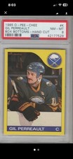 1985 O-Pee-Chee Box Bottom Hand-Cut #K Gil Perreault Sabres PSA 8 NM-MINT POP 4