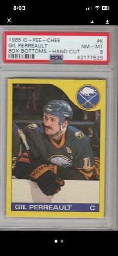 Gil Perreault #K 1985 O-Pee-Chee Box Bottoms Hand Cut card