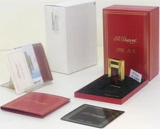 Unused S.T. Dupont Gas Lighter Black Gold LINE 2 Botora with box