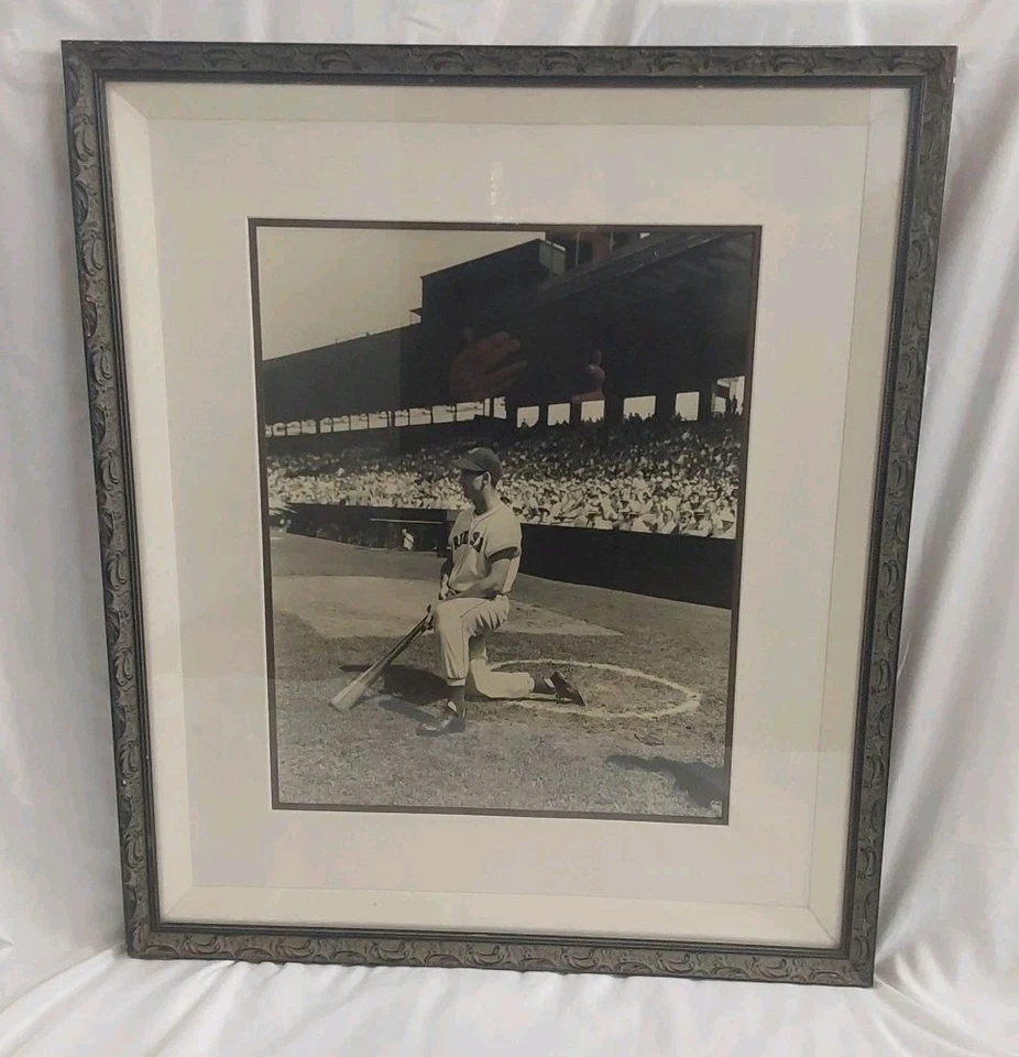 Ted Williams Kneeling at Home Plate Shadow Box Black Frame Photo- Boston Red Sox - Image 2 of 4