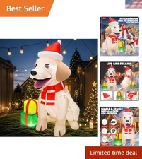Brighten Your Holidays with 5FT Christmas Inflatable Lab Dog - Easy Installation