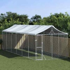NNEVL Outdoor Dog Kennel with Roof Silver 3x9x2.5 m Galvanised Steel