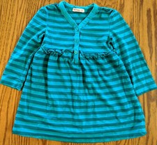 NEW 3-6M GIRLS DRESS BLUE STRIPE LONG SLEEVE COTTON BLEND MADE IN USA ELLA MOSS