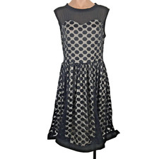 MISSMAY Retro 50’s Style Black Nude Dress Polka Dot Sheer Fit Flair NWT sz XL
